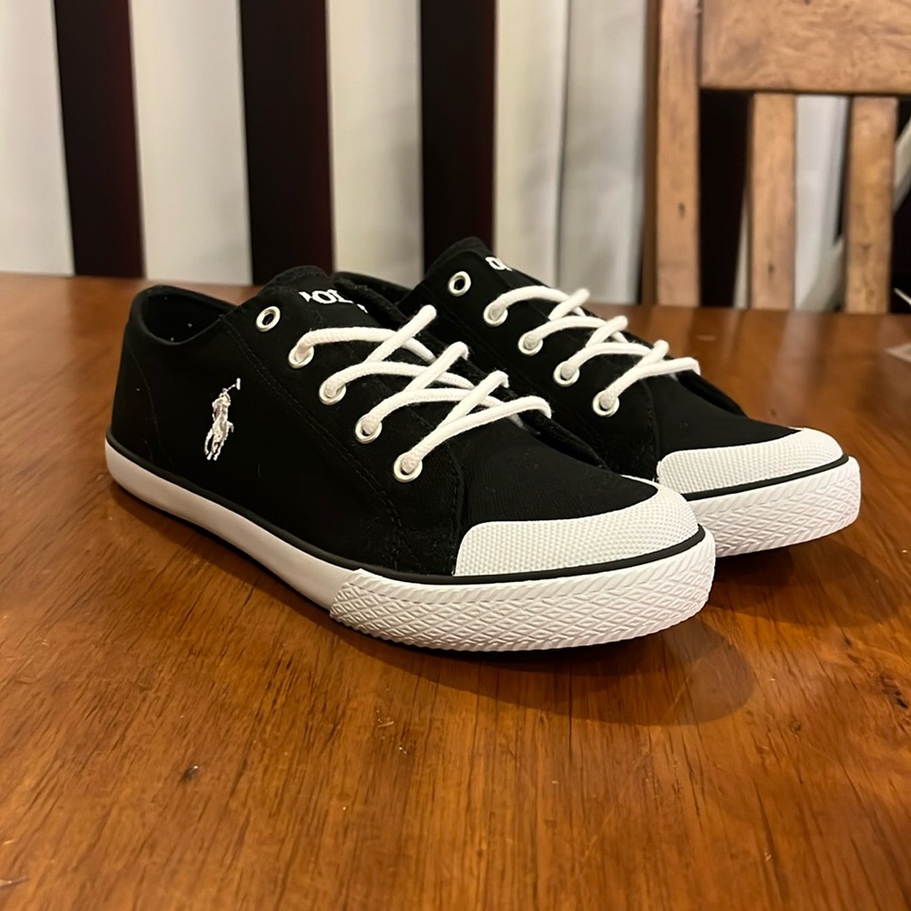 Polo Ralph Lauren Chandler Canvas Shoes Sneakers new black Youth Boys Size 3